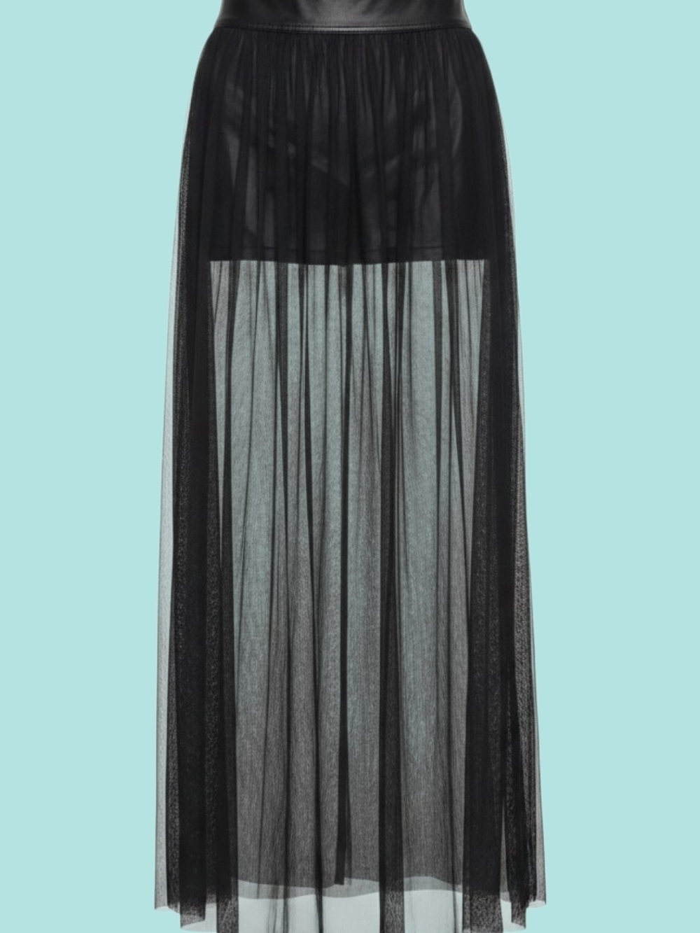 Sheer Black Maxi Skirt with Elastic Waist And Short Shorts